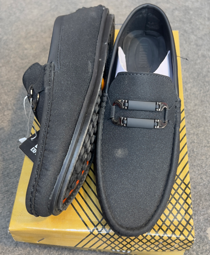 Happy Walk Men Dark Grey Loafer Shoes With Metal Detail formal And Casual Wear