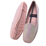 Happy Walk Women Casual Pink Flat Shoes With Stone Design