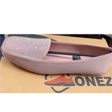 Happy Walk Women Casual Pink Flat Shoes With Stone Design