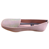 Happy Walk Women Casual Pink Flat Shoes With Stone Design
