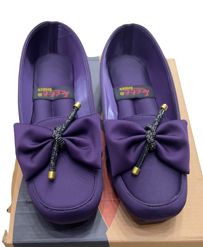 Happy Walk Women Purple Flat Casual Footwear With Fabric Bow