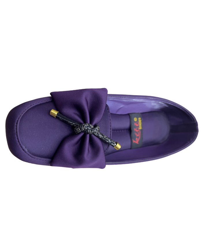 Happy Walk Women Purple Flat Casual Footwear With Fabric Bow