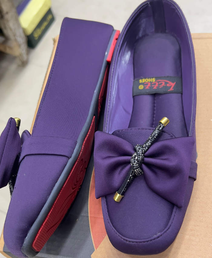 Happy Walk Women Purple Flat Casual Footwear With Fabric Bow
