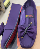 Happy Walk Women Purple Flat Casual Footwear With Fabric Bow