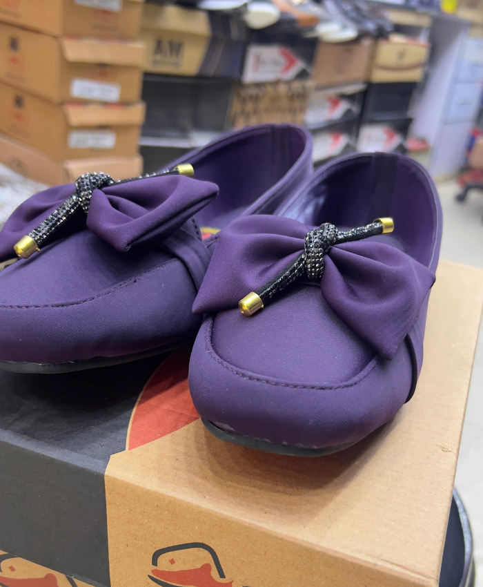 Happy Walk Women Purple Flat Casual Footwear With Fabric Bow