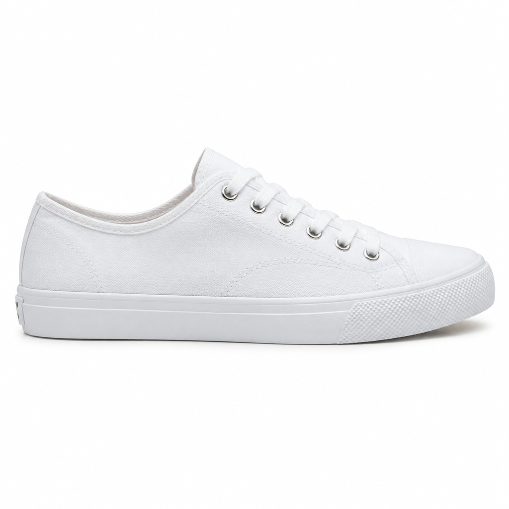 Classic white canvas casual sneaker by HappyWalk