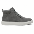 Grey suede casual sneaker boot side view by HappyWalk