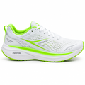 White and neon green AeroStride Pro running shoe side view by HappyWalk