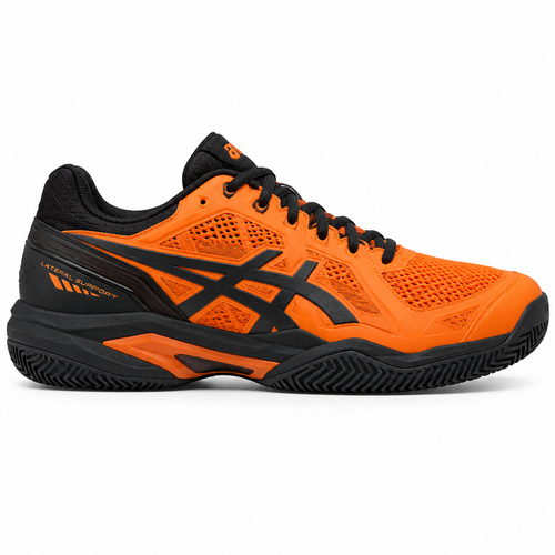 Orange and black AceStrike Tennis Court Shoe side view by HappyWalk